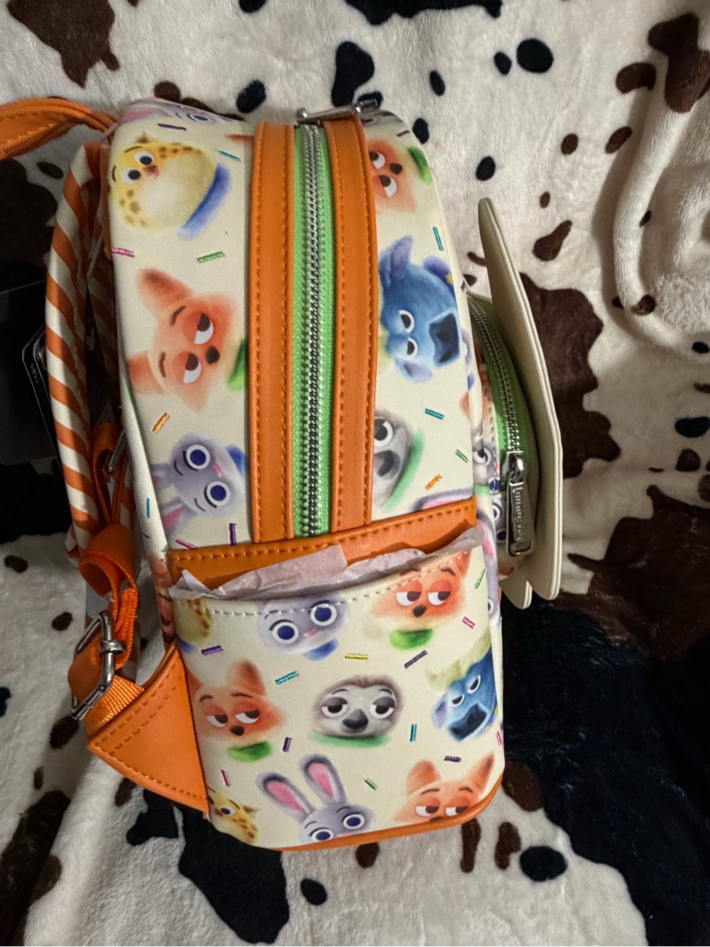 Loungefly Disney Orange & Green Fox Plush Mini Backpack - Picture 4 of 6